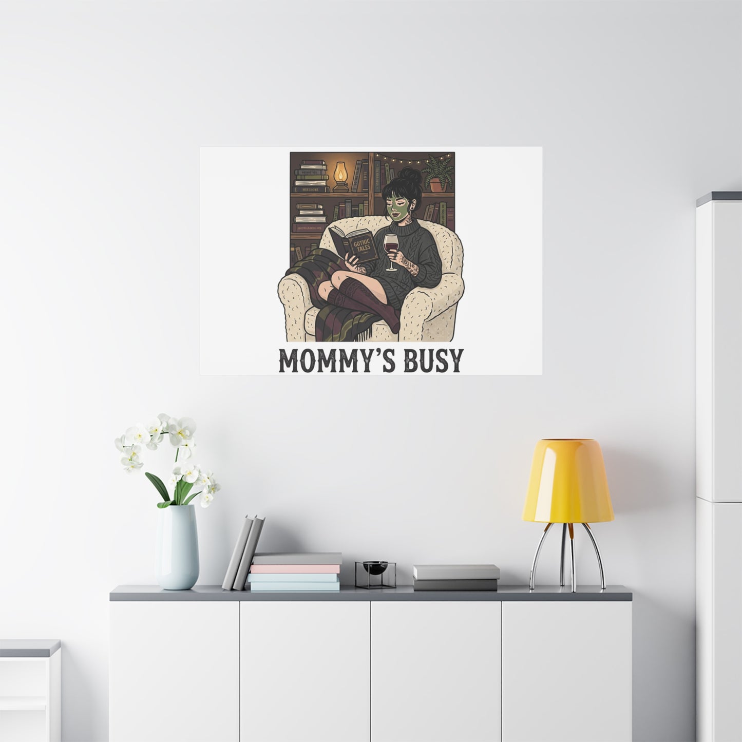 Mommy's Busy Reading Canvas, Book Lover Wall Art | Cozy Reader, Dark Academia
