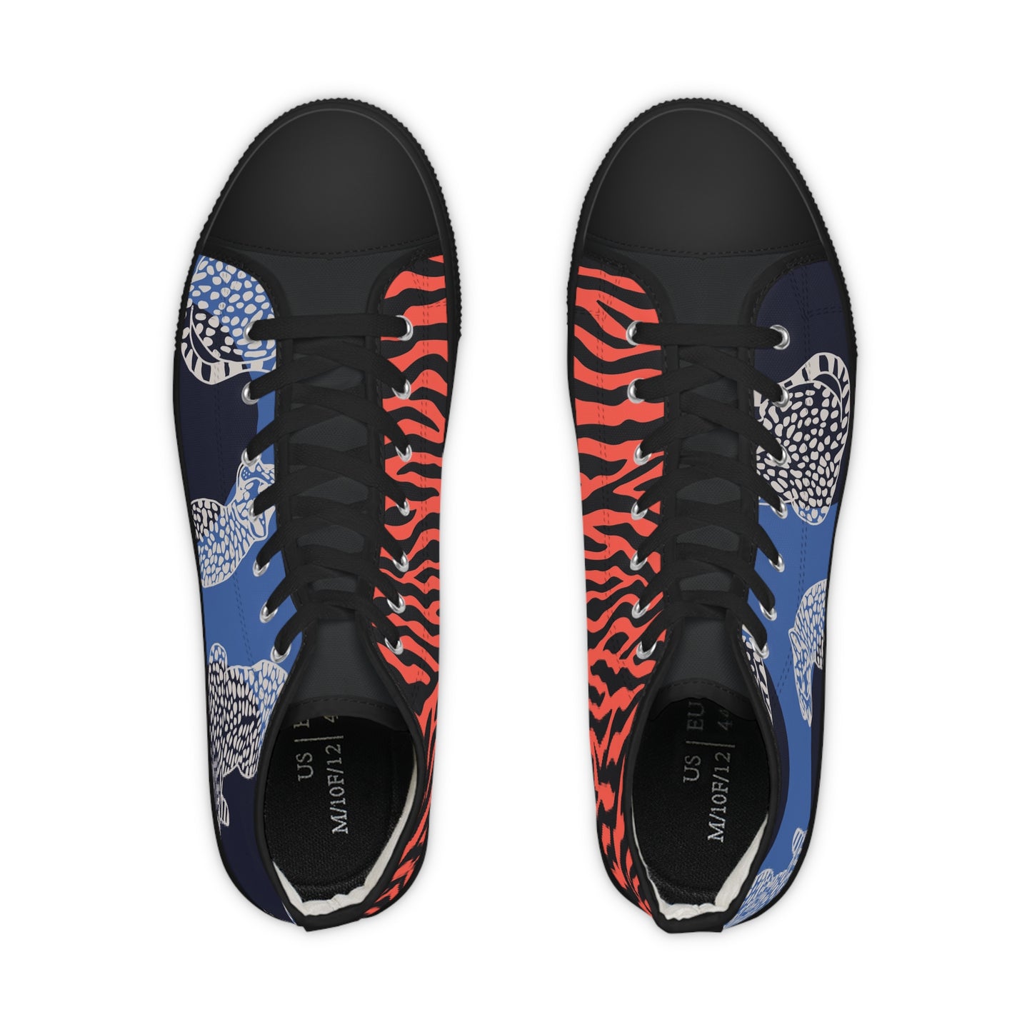 Men's Funky Fella High Top Sneakers — Bold Zebra & Abstract Coral Pattern