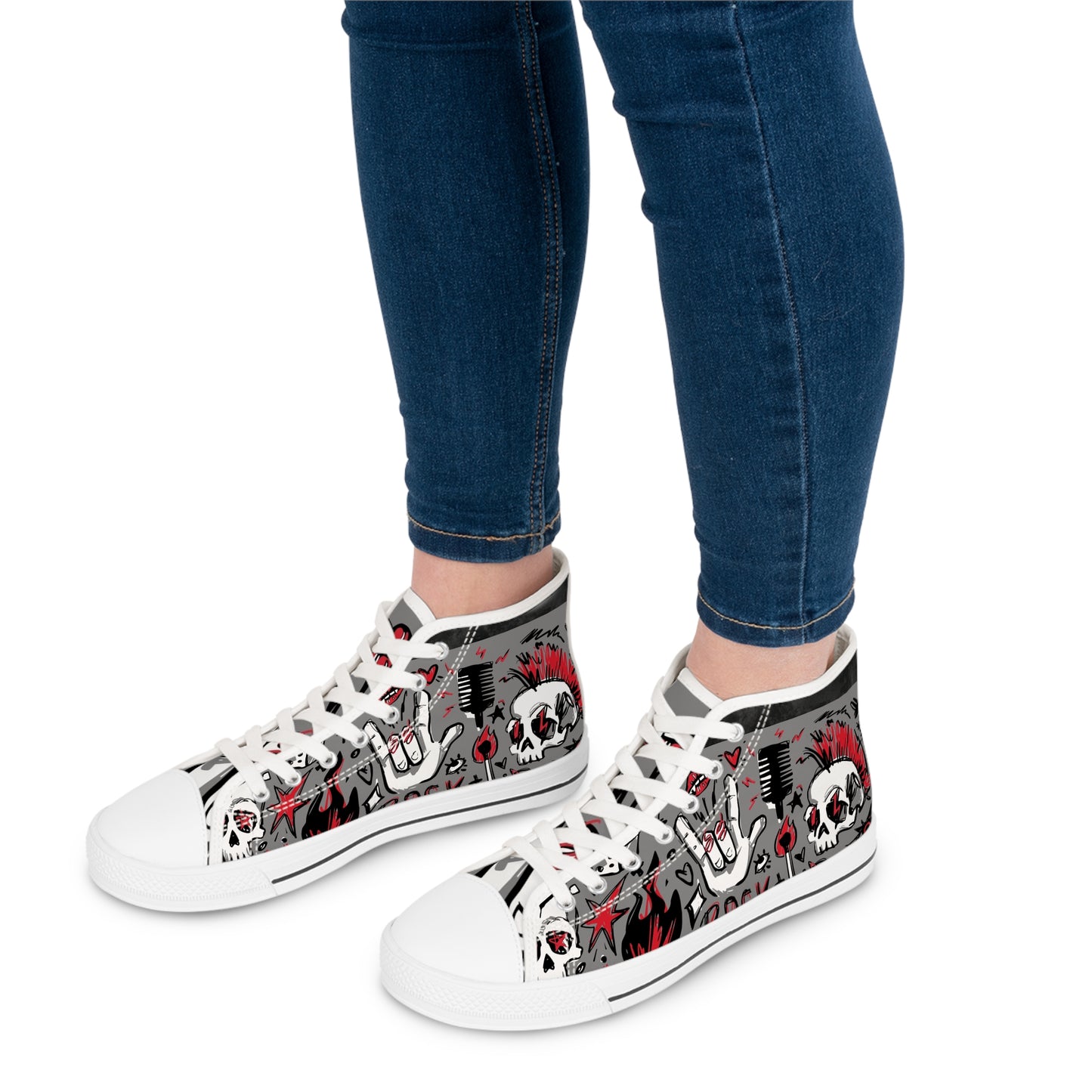 Women's Not A Phase High Top Sneakers — Rock Skull Punk Graphic Canvas Shoes