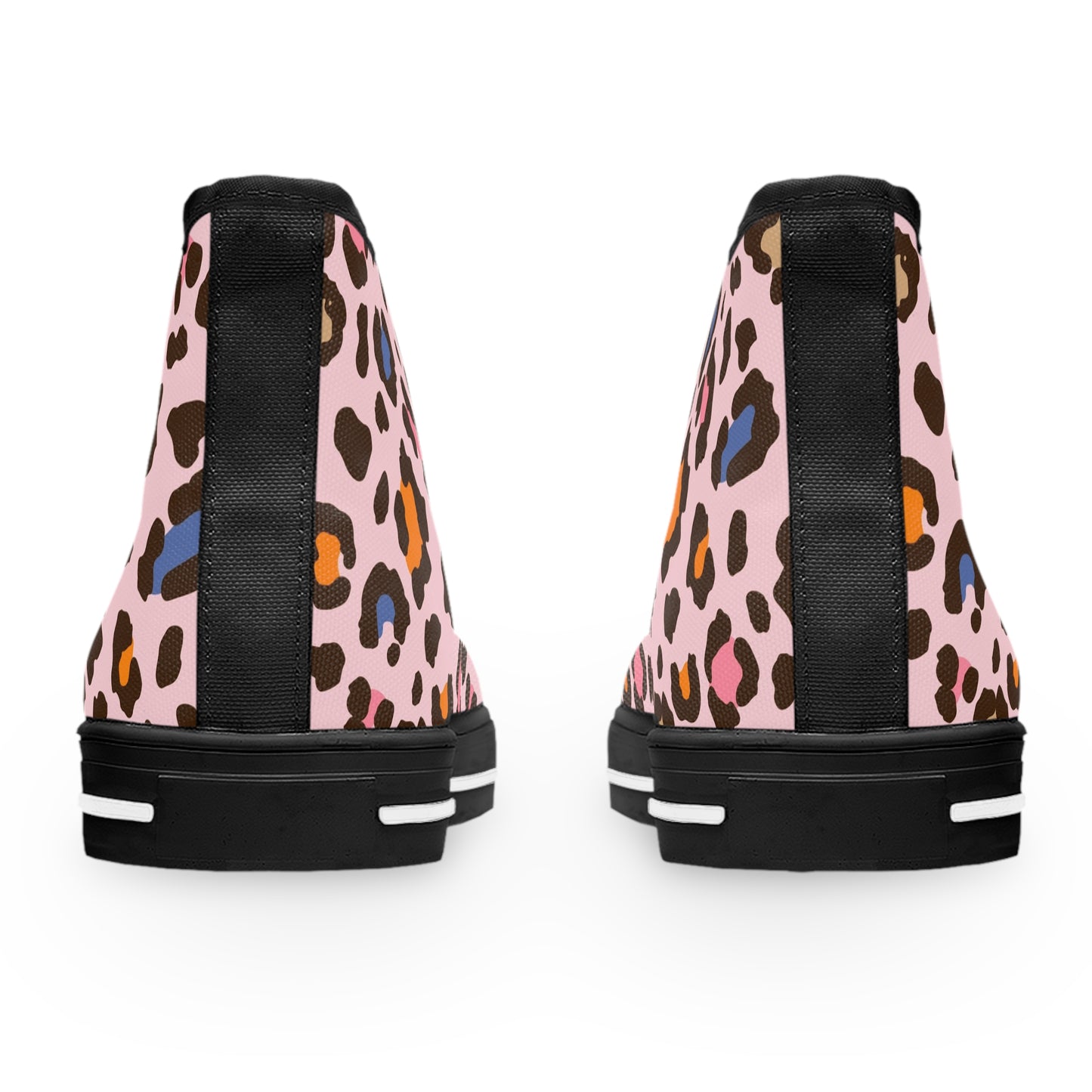 Women's Pretty In Pink High Top Sneakers — Pink Leopard Print Canvas Shoes