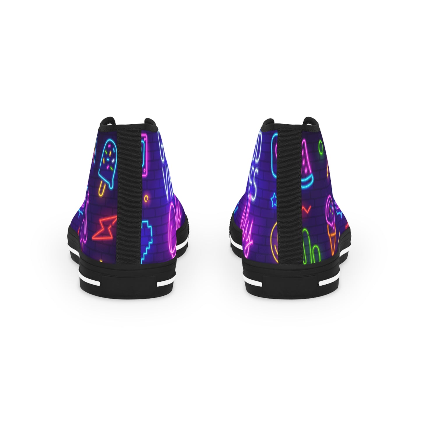 Men's Good Vibes Good Times High Top Sneakers — Neon 'Good Vibes' Street Style Men's Sneakers