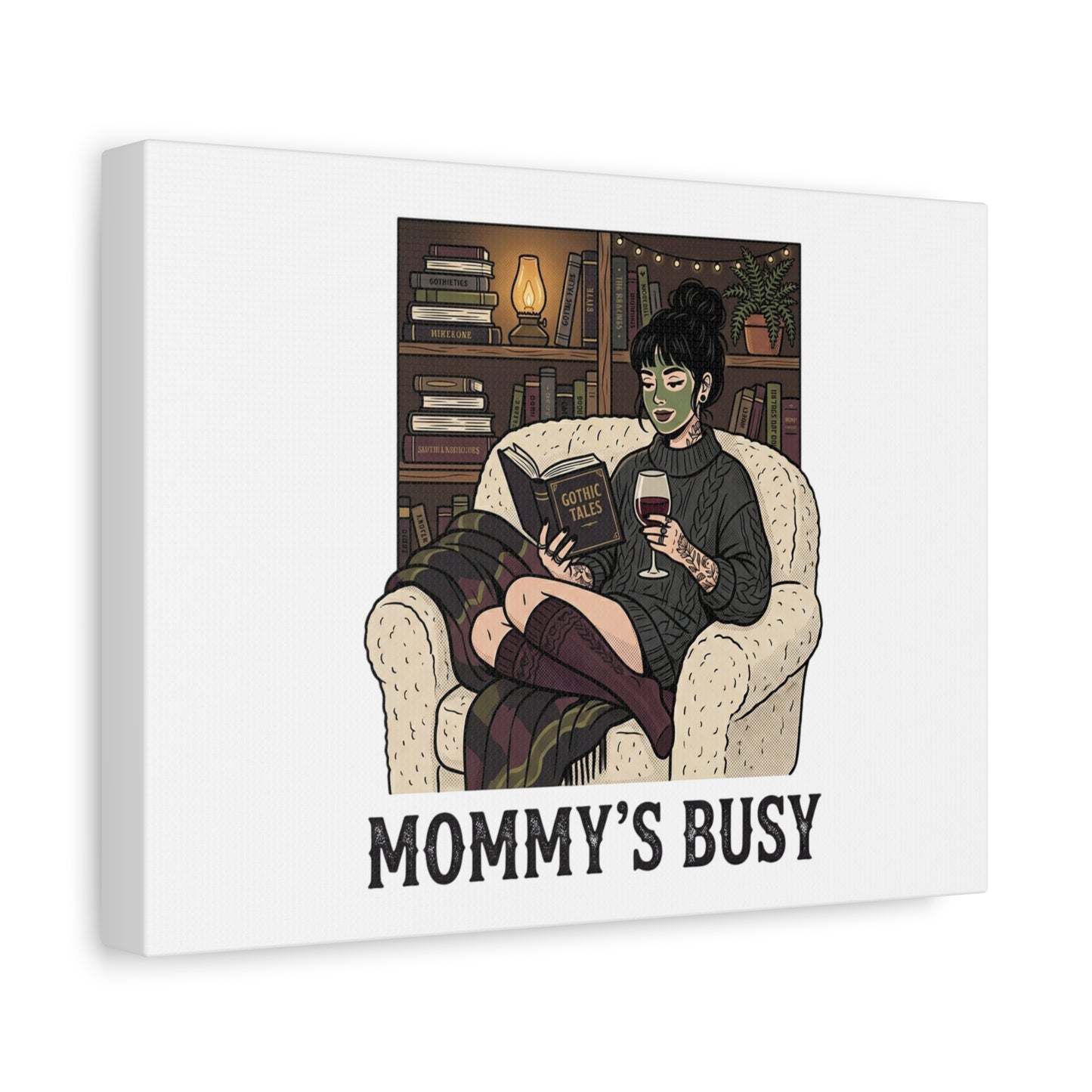 Mommy's Busy Reading Canvas, Book Lover Wall Art | Cozy Reader, Dark Academia