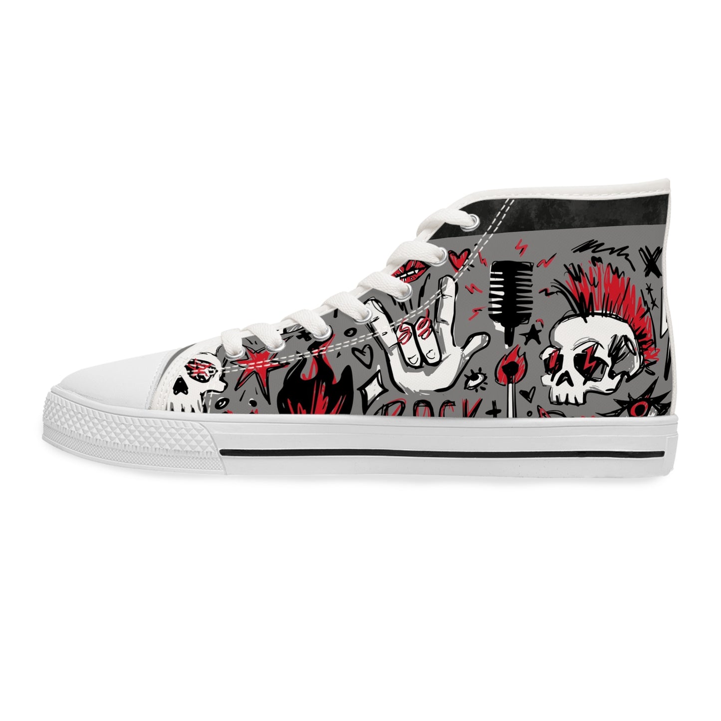 Women's Not A Phase High Top Sneakers — Rock Skull Punk Graphic Canvas Shoes