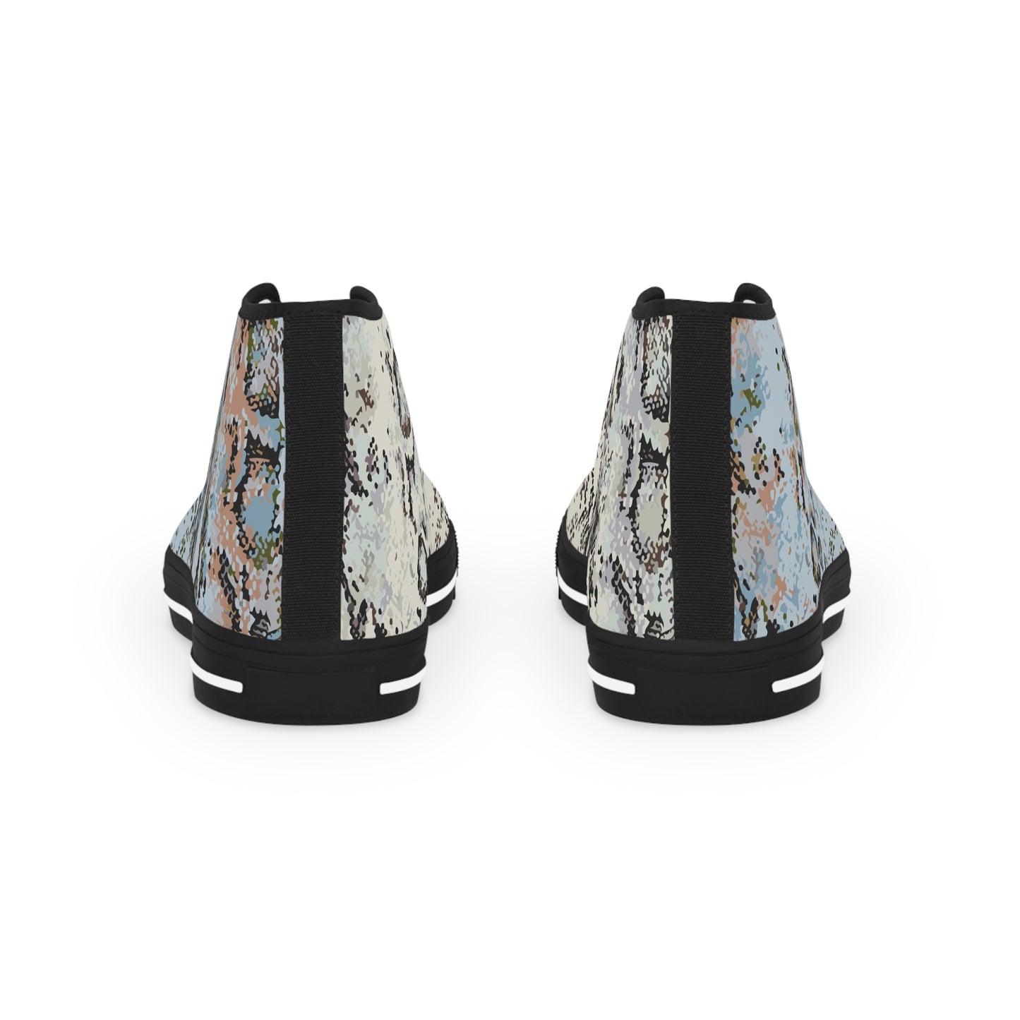 Men's Snake Print High Top Sneakers — Men's Fashion Sneakers with Blue & Pink Accents