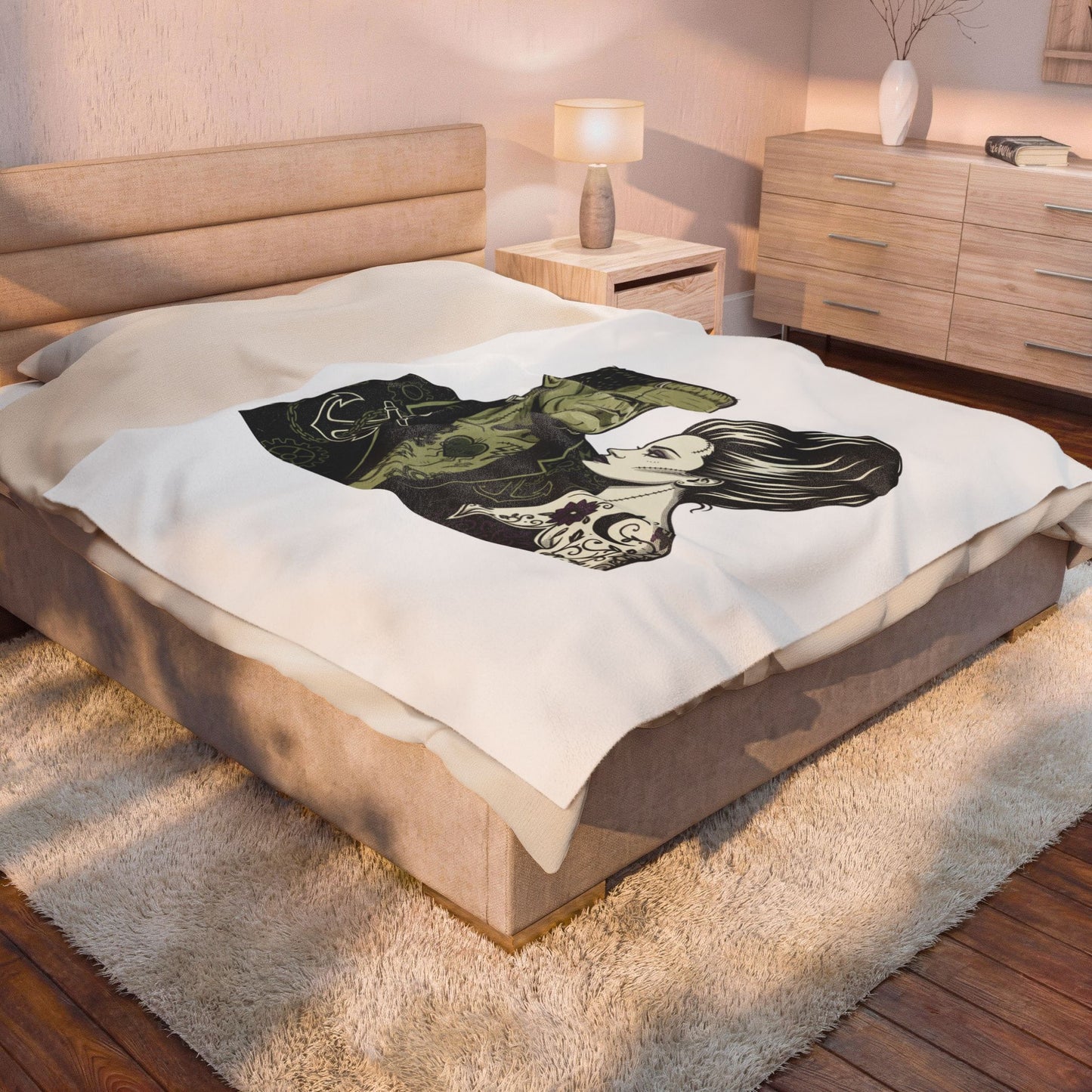 Monster love Plush Blanket | Grunge Plaid Revival, 90s Rock Patchwork