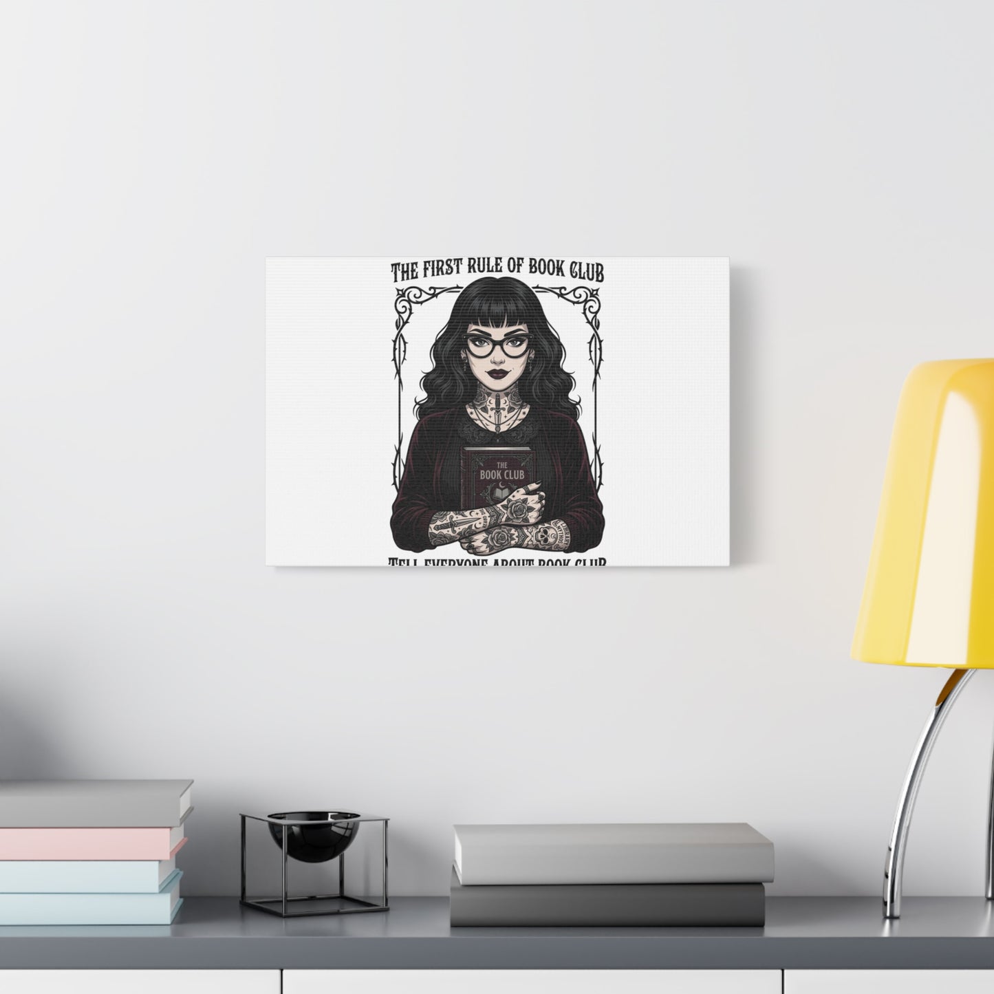 Book Club Rule Canvas | Book Lover, Dark Academia Reading Decor
