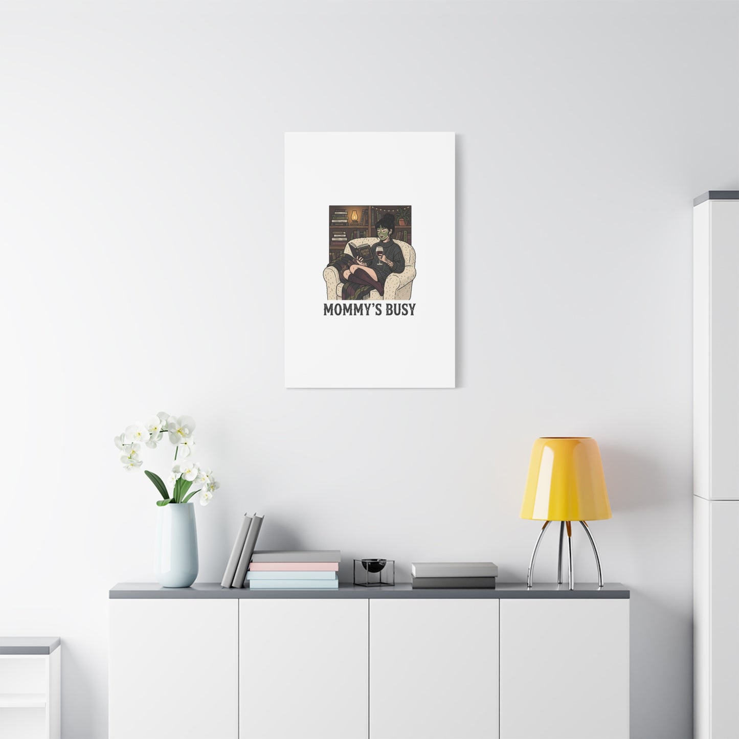 Mommy's Busy Reading Canvas, Book Lover Wall Art | Cozy Reader, Dark Academia
