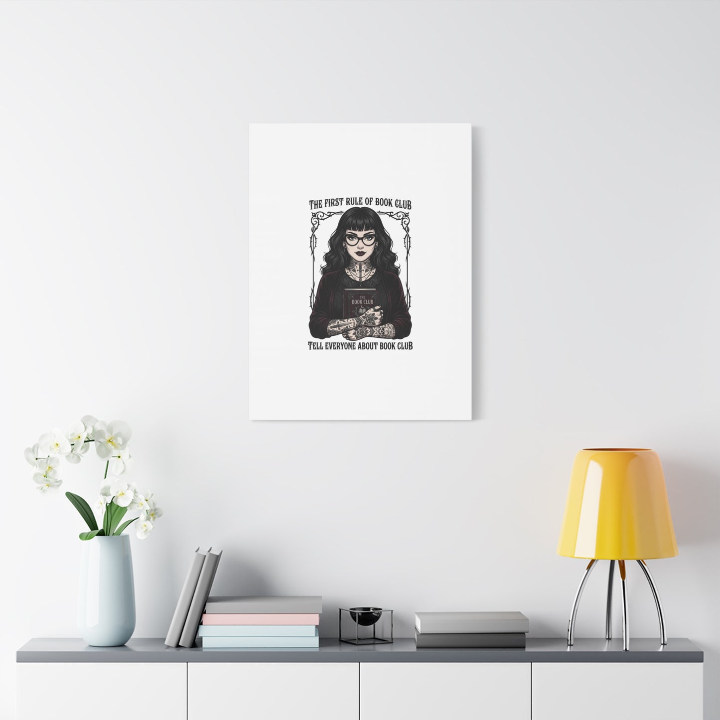 Book Club Rule Canvas | Book Lover, Dark Academia Reading Decor