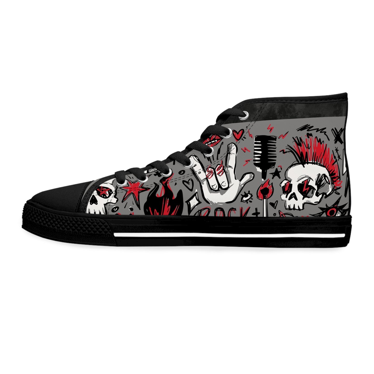 Women's Not A Phase High Top Sneakers — Rock Skull Punk Graphic Canvas Shoes
