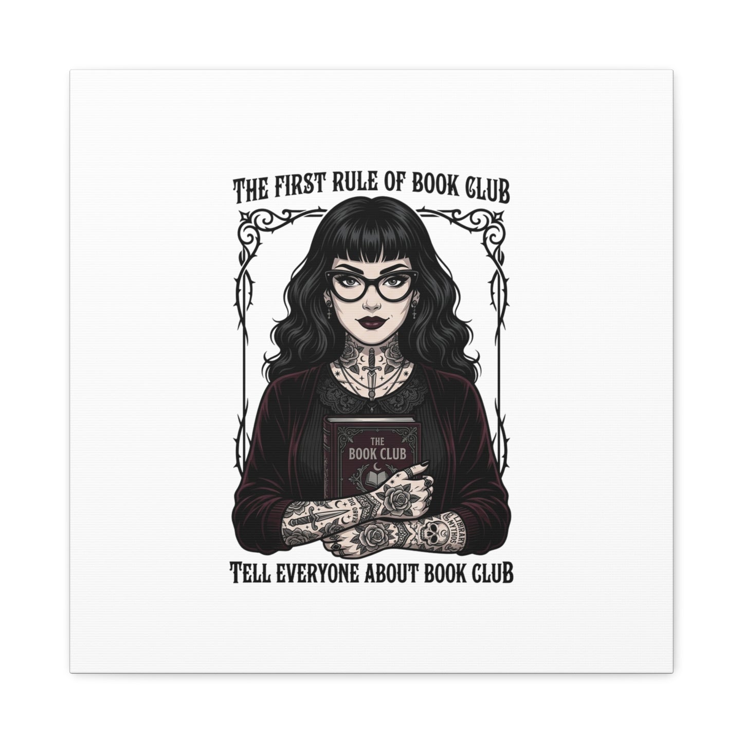 Book Club Rule Canvas | Book Lover, Dark Academia Reading Decor