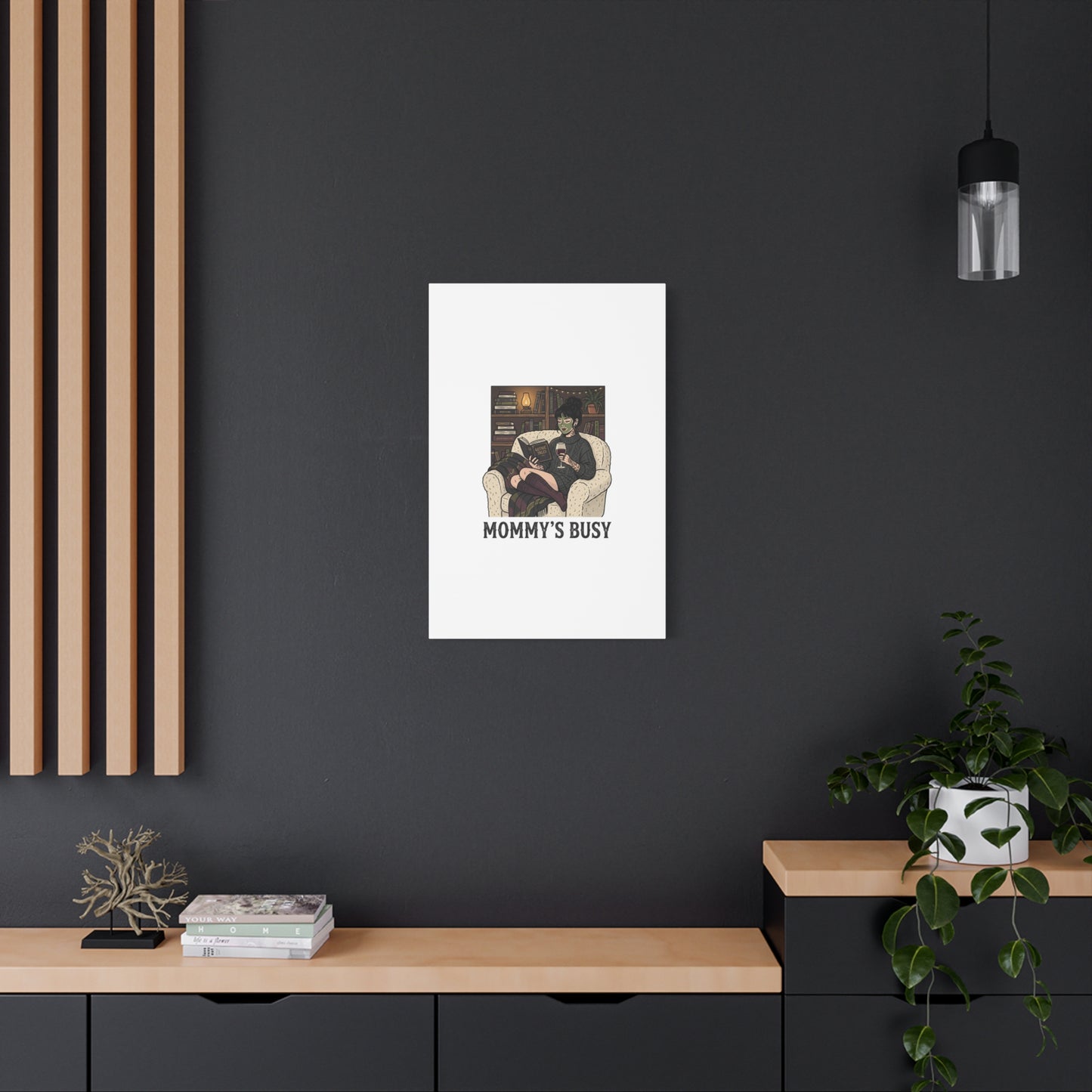 Mommy's Busy Reading Canvas, Book Lover Wall Art | Cozy Reader, Dark Academia