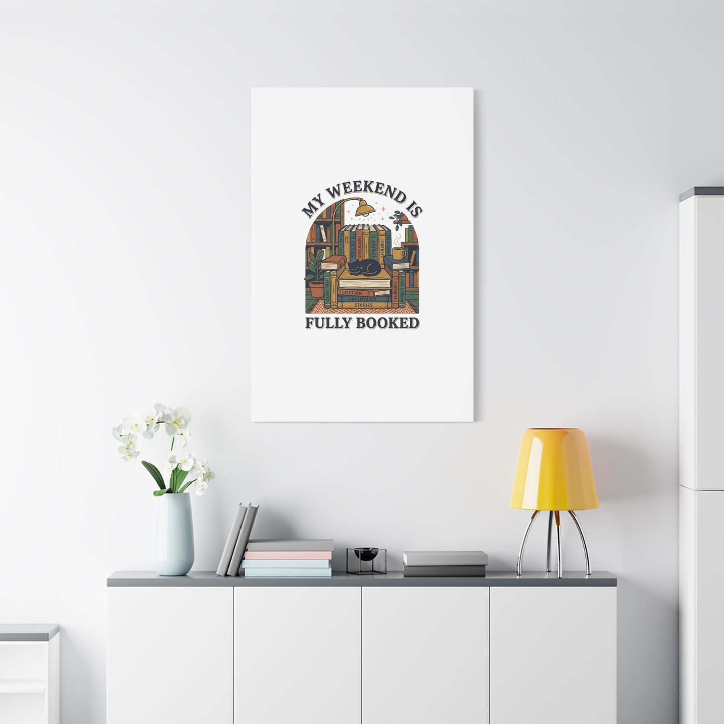 My Weekend Is Fully Booked Canvas | Book Lover, Cozy Reader Art