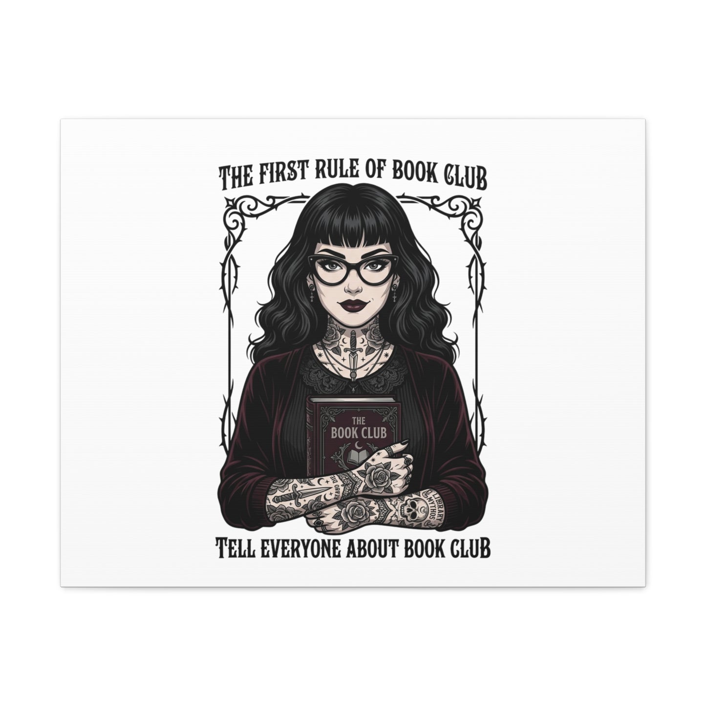 Book Club Rule Canvas | Book Lover, Dark Academia Reading Decor