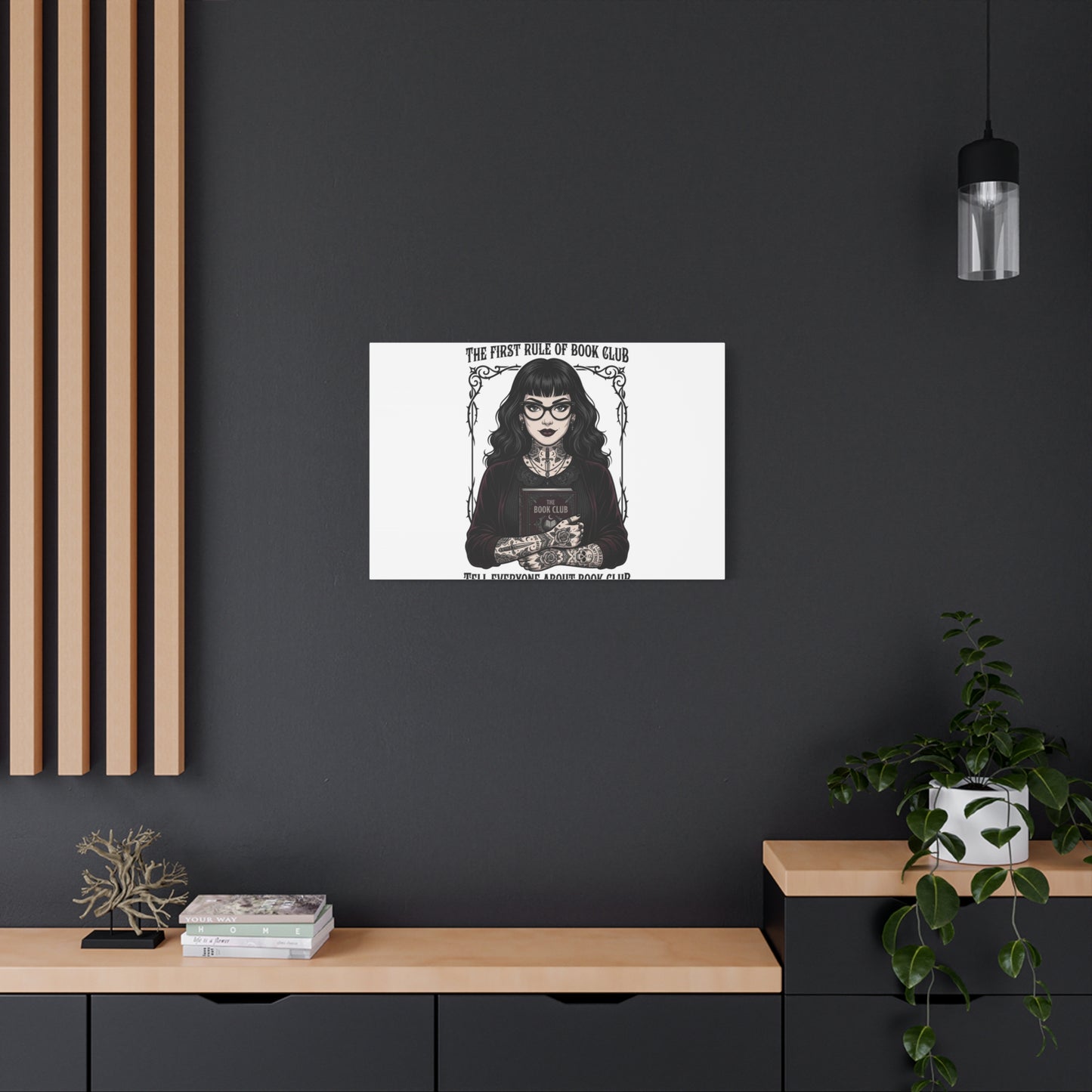 Book Club Rule Canvas | Book Lover, Dark Academia Reading Decor