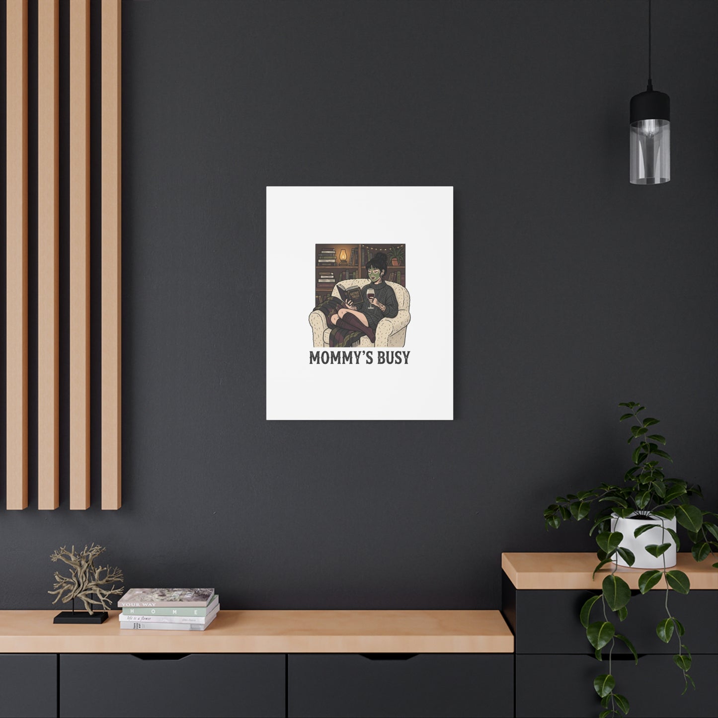 Mommy's Busy Reading Canvas, Book Lover Wall Art | Cozy Reader, Dark Academia