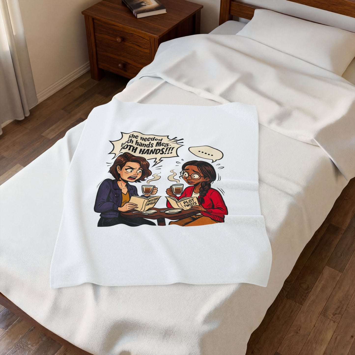Bookish Comic Quote Velveteen Plush Blanket | Cozy Reader, Library Aesthetic