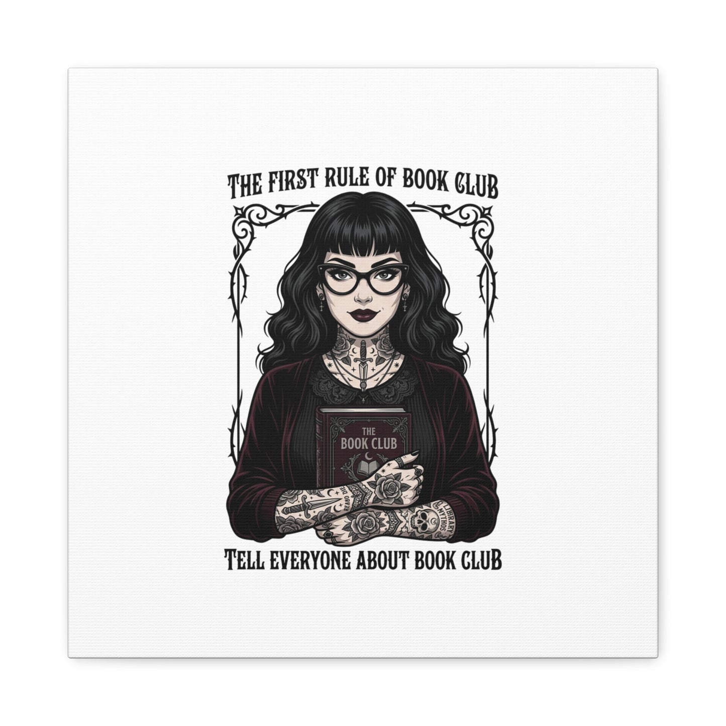 Book Club Rule Canvas | Book Lover, Dark Academia Reading Decor
