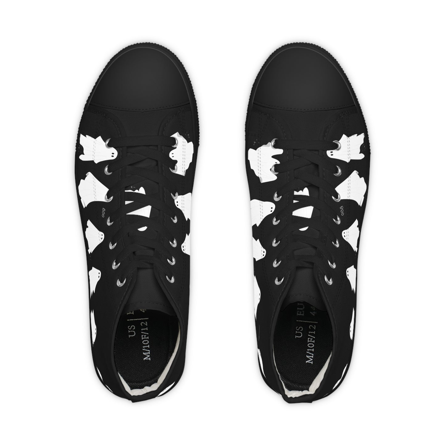 Men's Ghosty Guy High Top Sneakers — Black Silhouette Birds Design