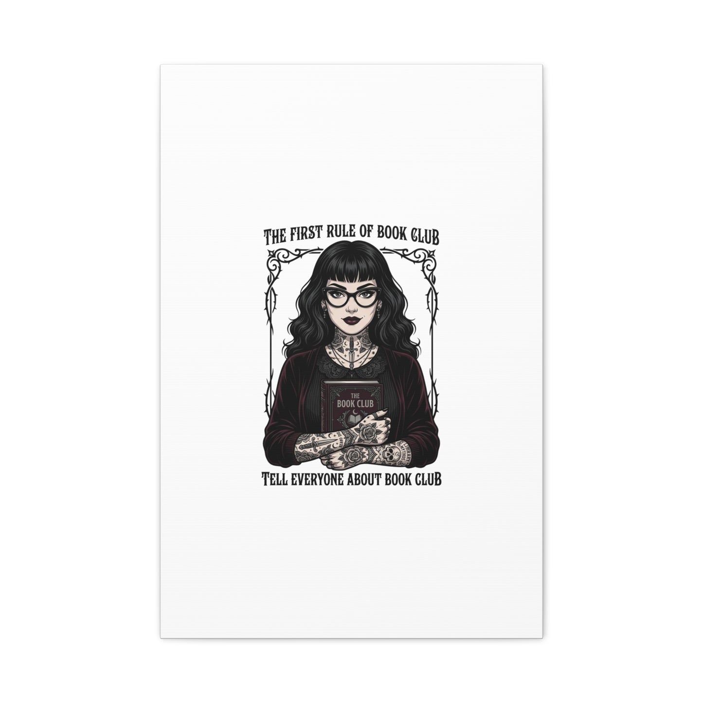 Book Club Rule Canvas | Book Lover, Dark Academia Reading Decor