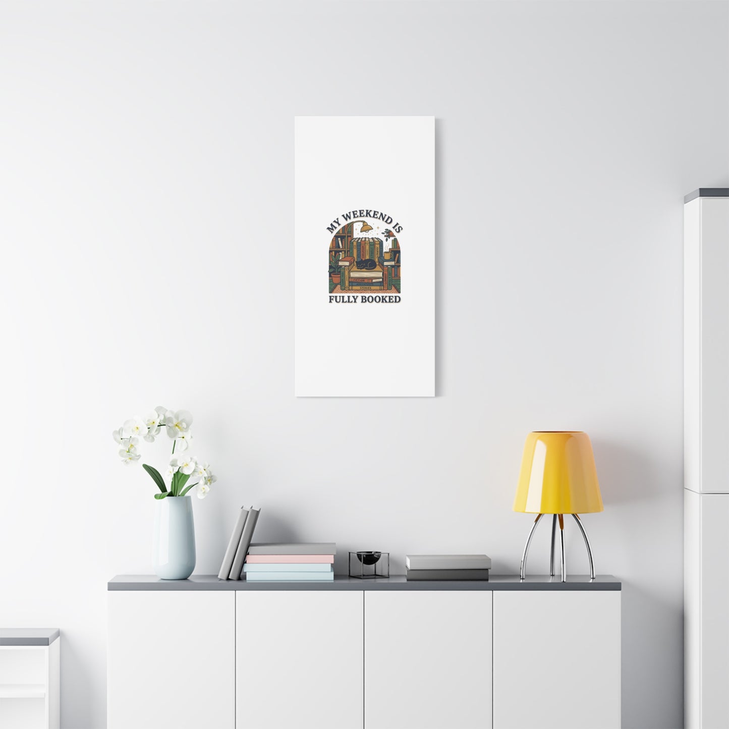 My Weekend Is Fully Booked Canvas | Book Lover, Cozy Reader Art