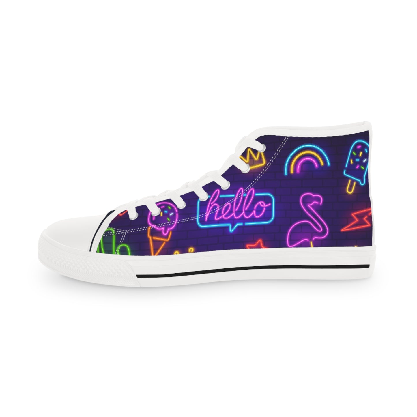 Men's Good Vibes Good Times High Top Sneakers — Neon 'Good Vibes' Street Style Men's Sneakers