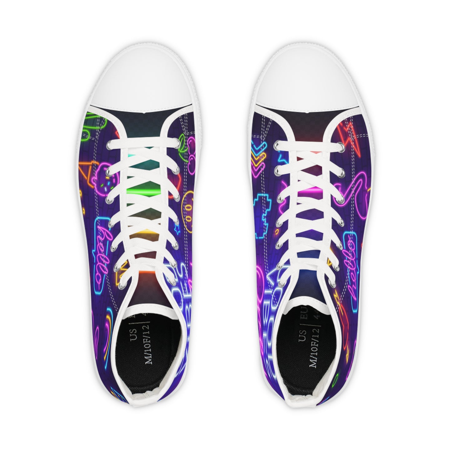 Men's Good Vibes Good Times High Top Sneakers — Neon 'Good Vibes' Street Style Men's Sneakers