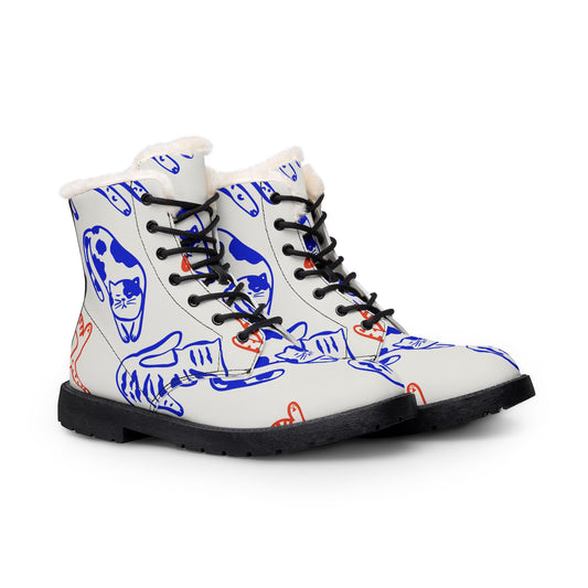 Cat Doodle Boots | Fur Lined Leather Boots