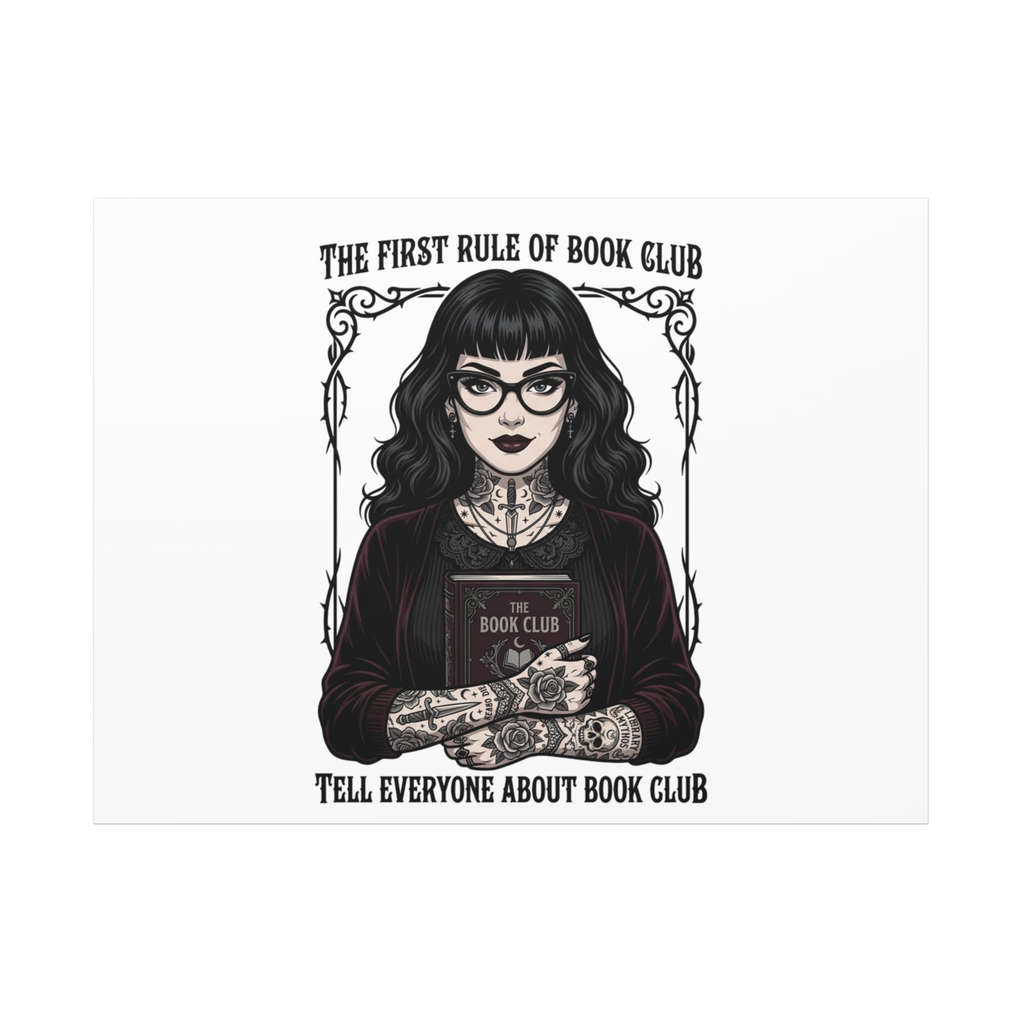 Book Club Rule Canvas | Book Lover, Dark Academia Reading Decor