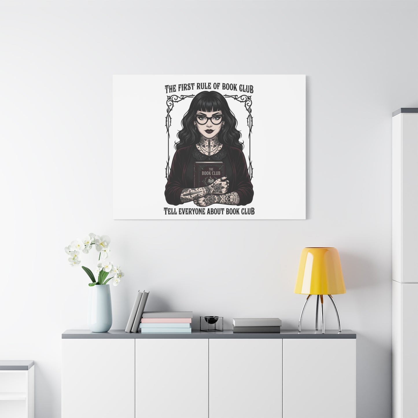 Book Club Rule Canvas | Book Lover, Dark Academia Reading Decor