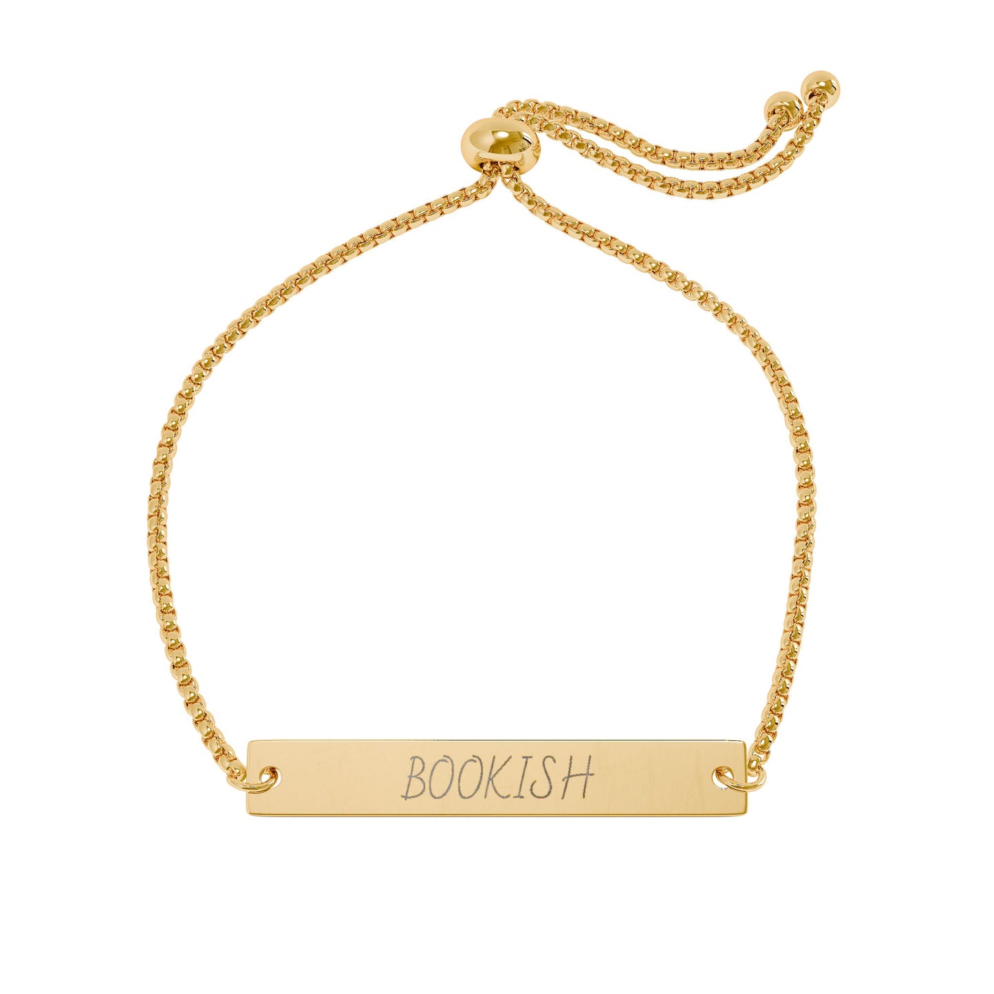 Bookish Name Bar Bracelet Adjustable Flat Bar Bracelet | Personalized ID Bar