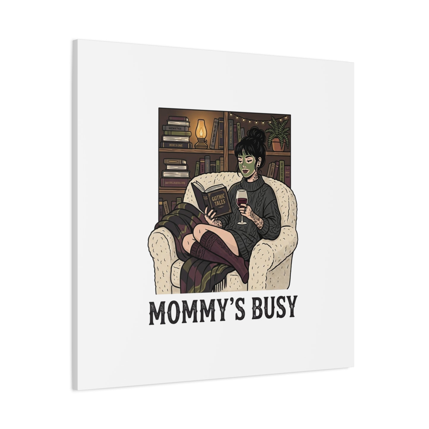 Mommy's Busy Reading Canvas, Book Lover Wall Art | Cozy Reader, Dark Academia