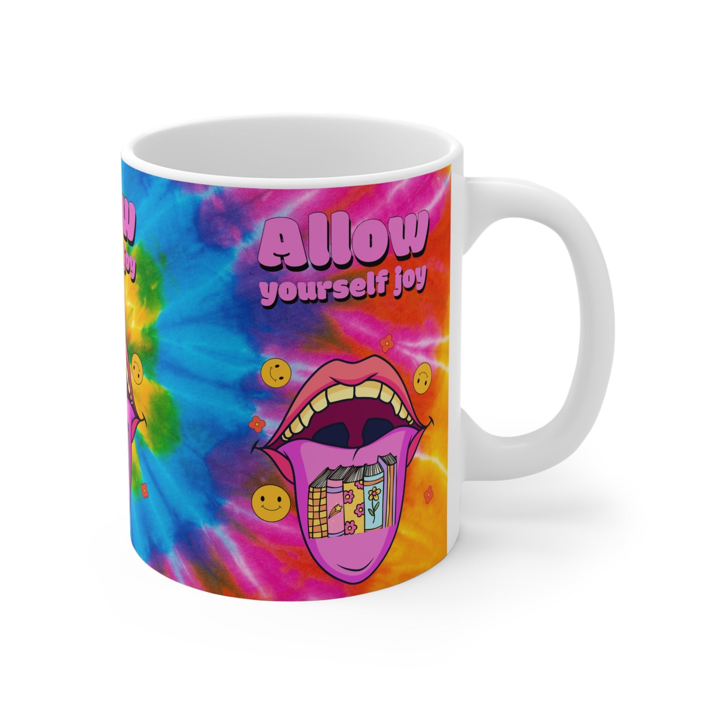 Allow Yourself Joy Mug | Tie Dye Smile, Pop Art Candy Tongue