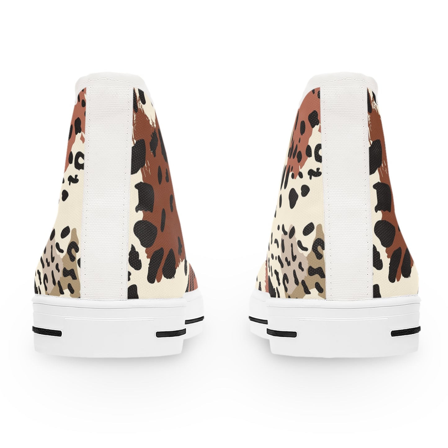Women's Bougie In Brown High Top Sneakers — Neutral Mixed Animal Print Canvas Sneakers