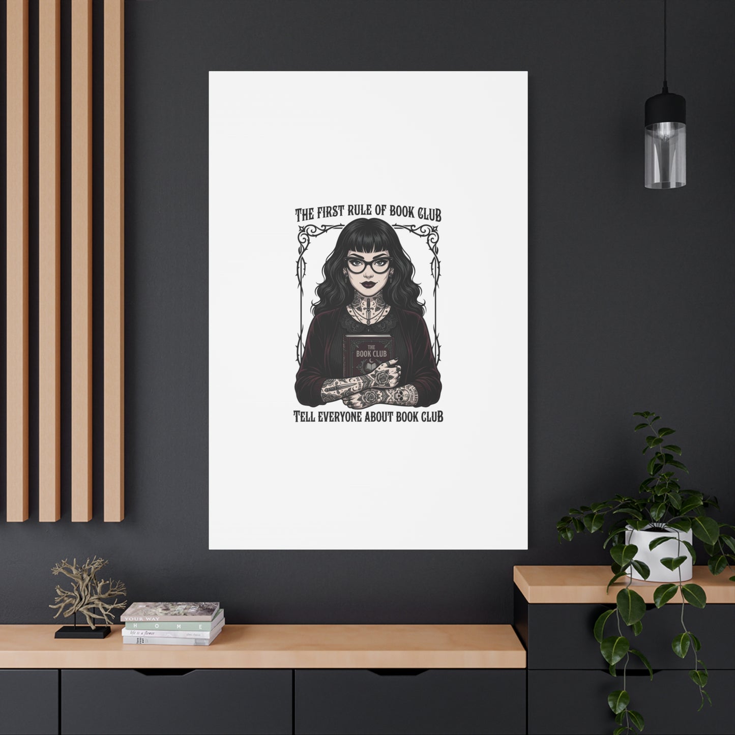 Book Club Rule Canvas | Book Lover, Dark Academia Reading Decor