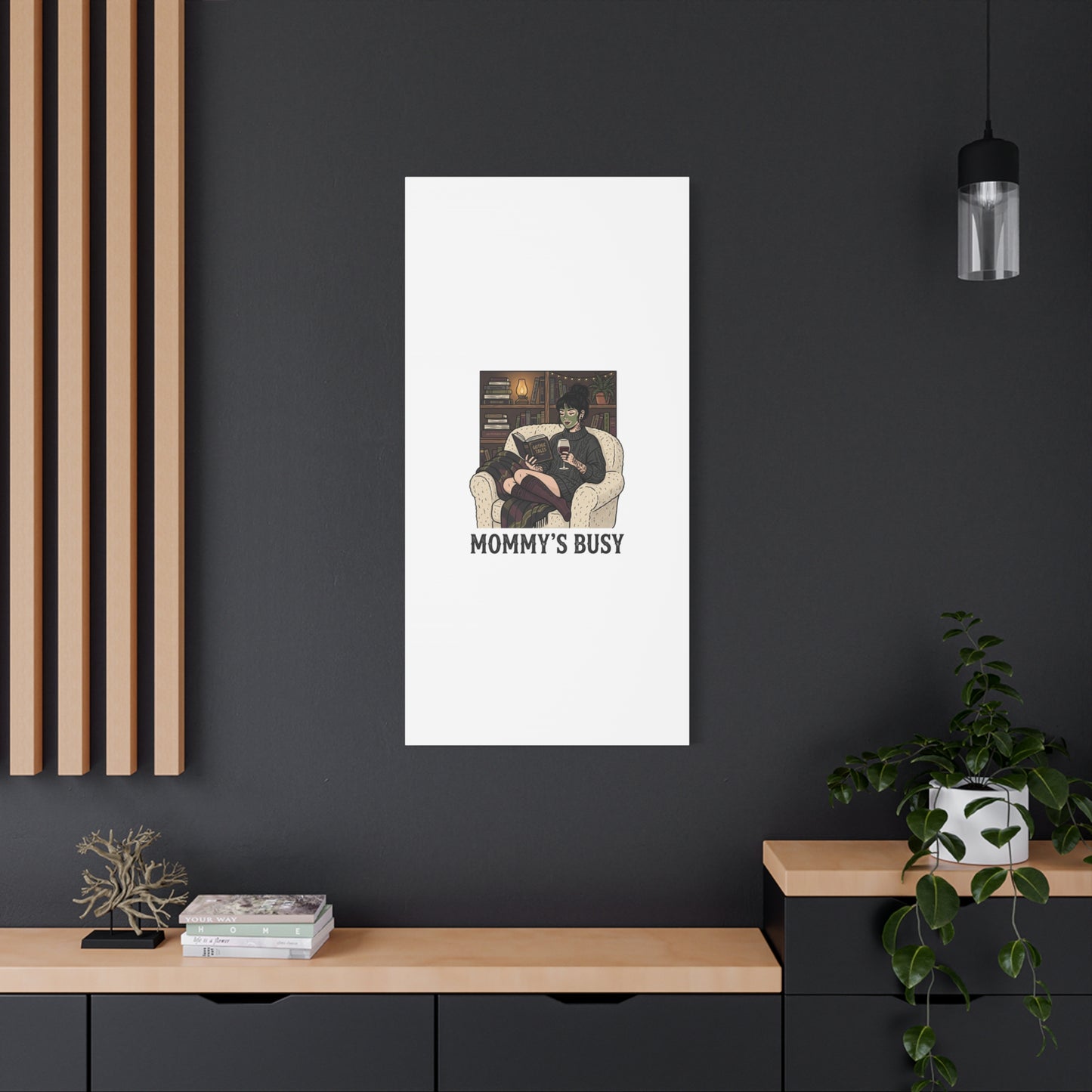 Mommy's Busy Reading Canvas, Book Lover Wall Art | Cozy Reader, Dark Academia