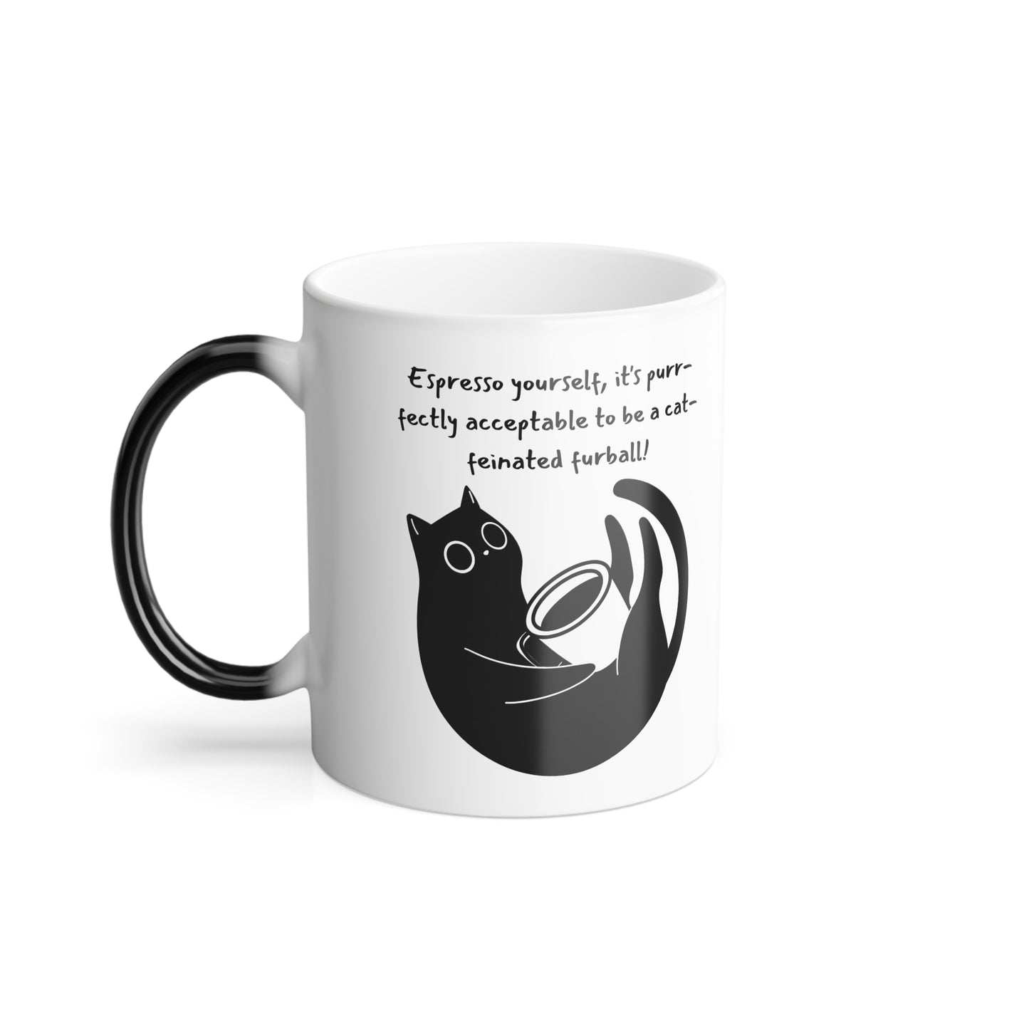 Funny Coffee Cat Color Morphing Mug, 11oz