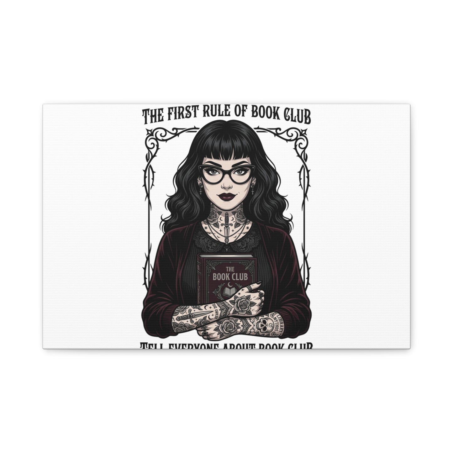 Book Club Rule Canvas | Book Lover, Dark Academia Reading Decor