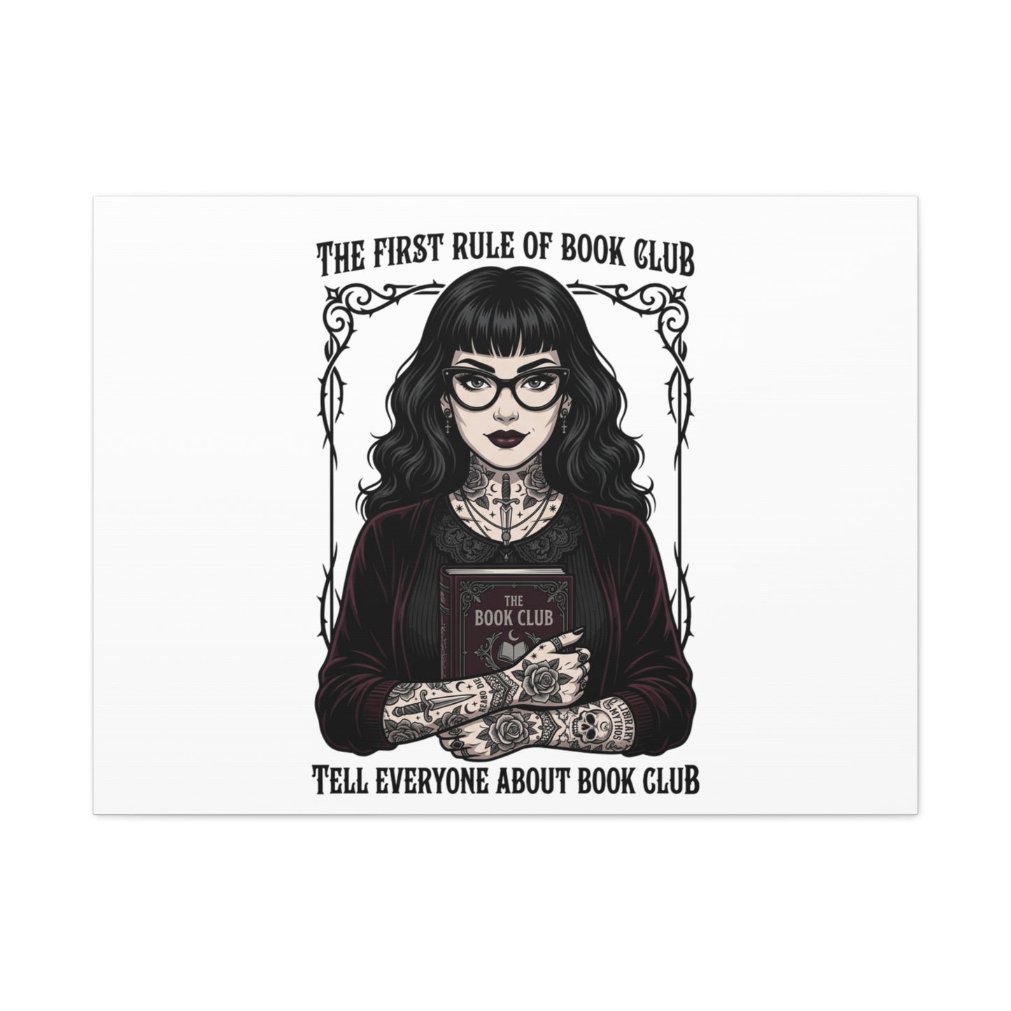 Book Club Rule Canvas | Book Lover, Dark Academia Reading Decor