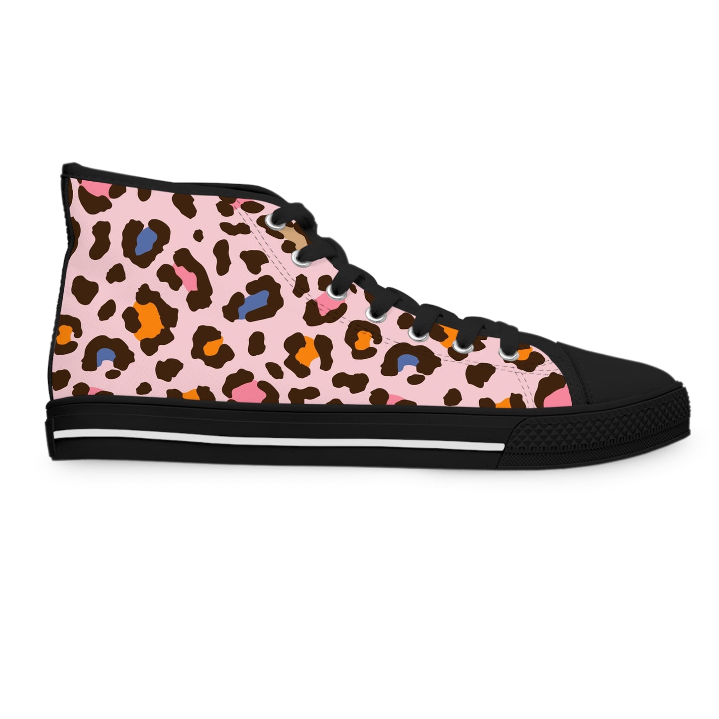Women's Pretty In Pink High Top Sneakers — Pink Leopard Print Canvas Shoes