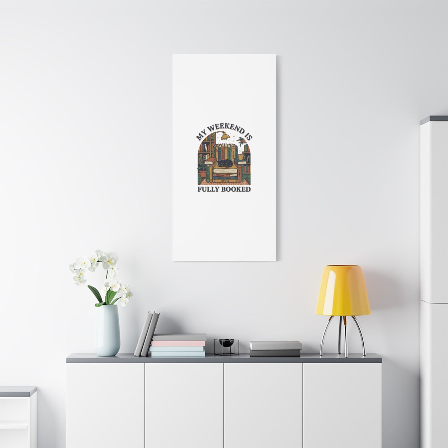 My Weekend Is Fully Booked Canvas | Book Lover, Cozy Reader Art