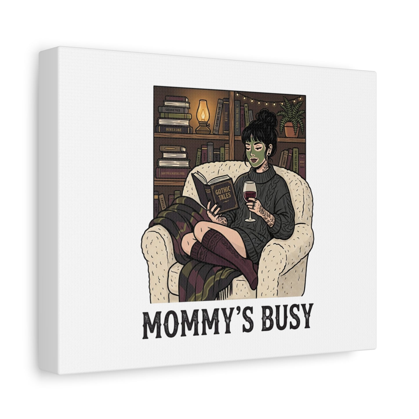 Mommy's Busy Reading Canvas, Book Lover Wall Art | Cozy Reader, Dark Academia