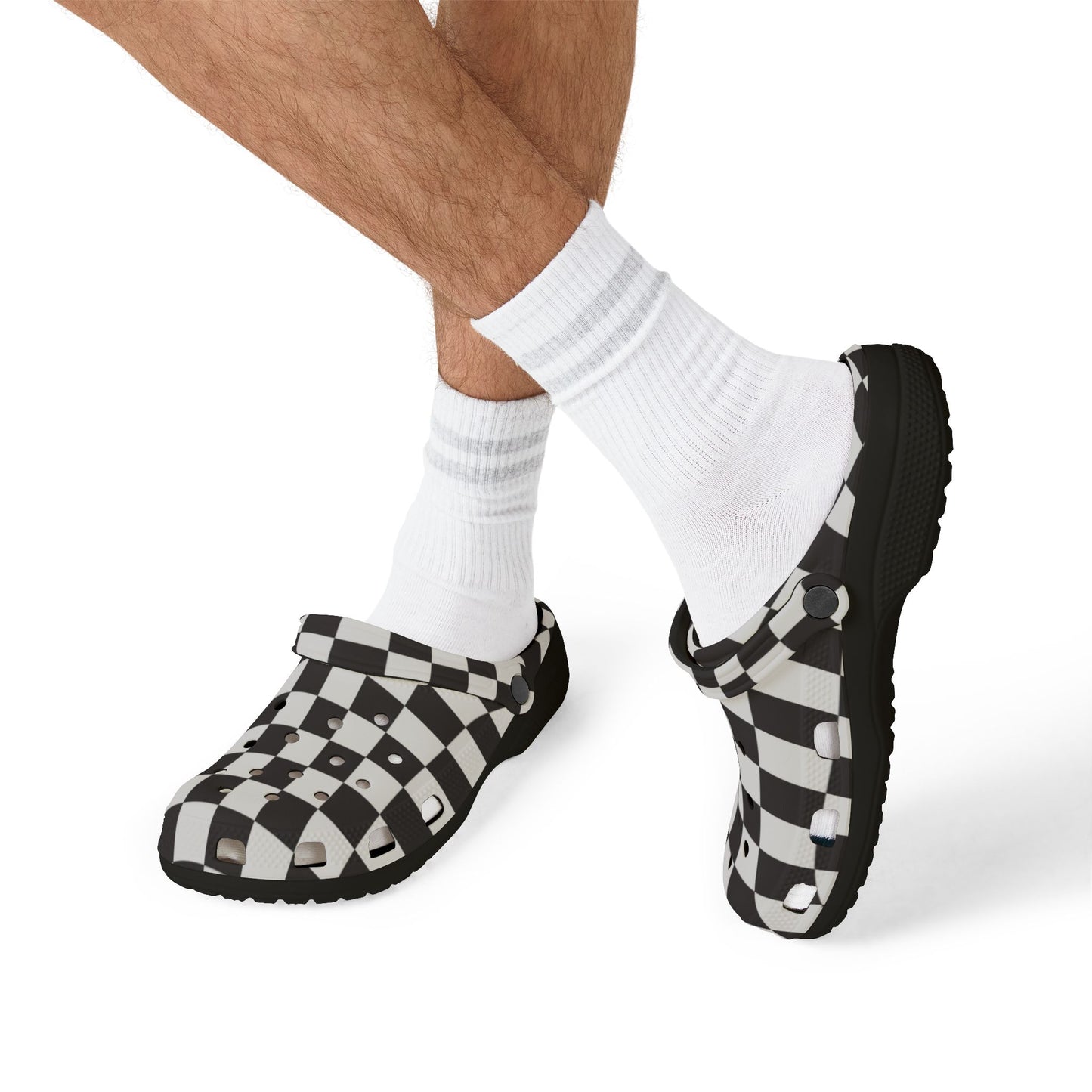 Unisex Checkerboard EVA Clogs - Black & White Slip-On Foam Shoes