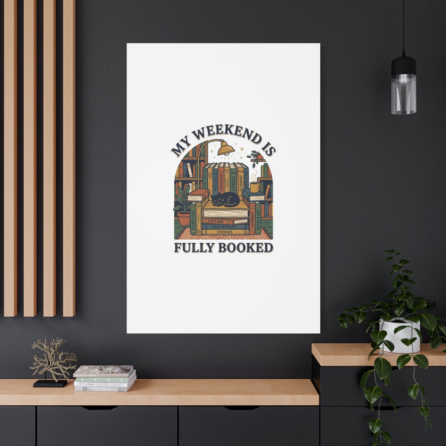 My Weekend Is Fully Booked Canvas | Book Lover, Cozy Reader Art