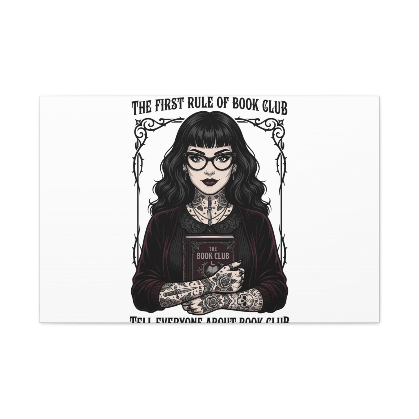 Book Club Rule Canvas | Book Lover, Dark Academia Reading Decor