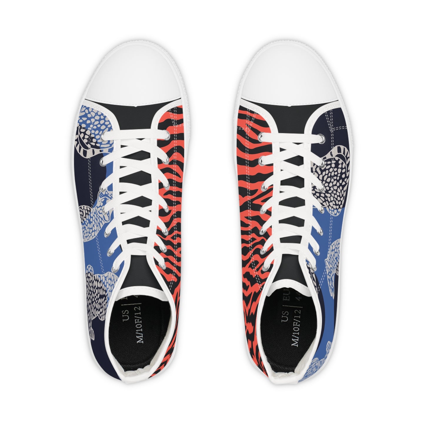 Men's Funky Fella High Top Sneakers — Bold Zebra & Abstract Coral Pattern