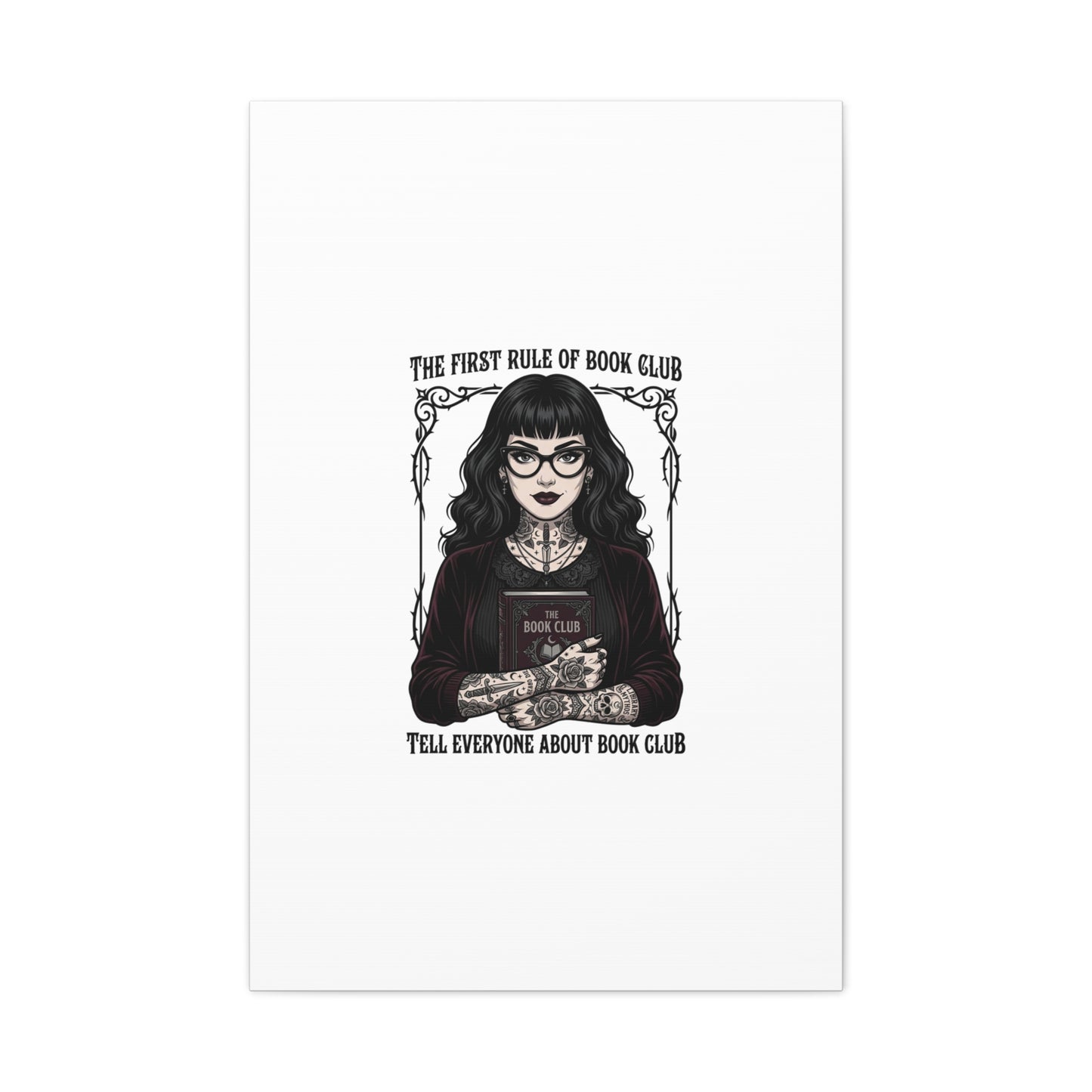 Book Club Rule Canvas | Book Lover, Dark Academia Reading Decor