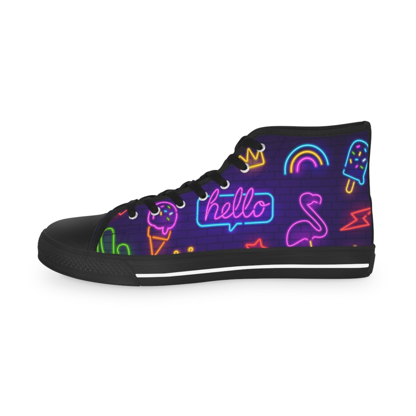 Men's Good Vibes Good Times High Top Sneakers — Neon 'Good Vibes' Street Style Men's Sneakers