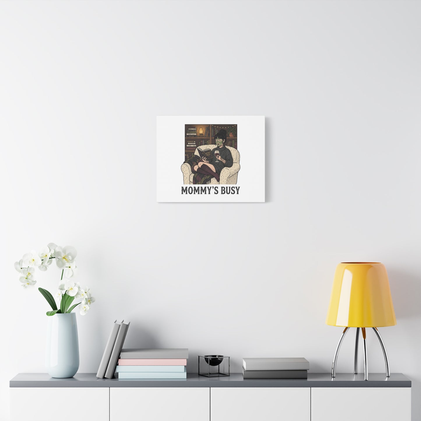 Mommy's Busy Reading Canvas, Book Lover Wall Art | Cozy Reader, Dark Academia