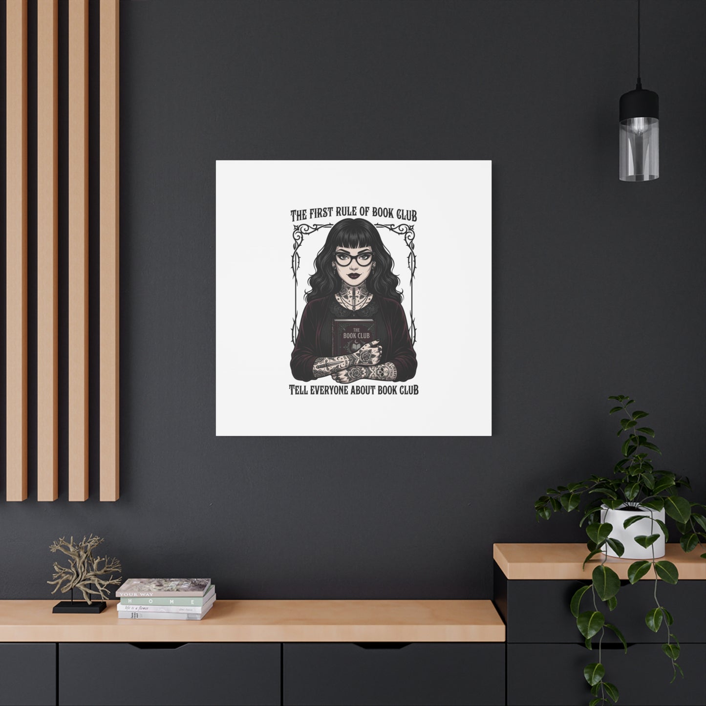 Book Club Rule Canvas | Book Lover, Dark Academia Reading Decor