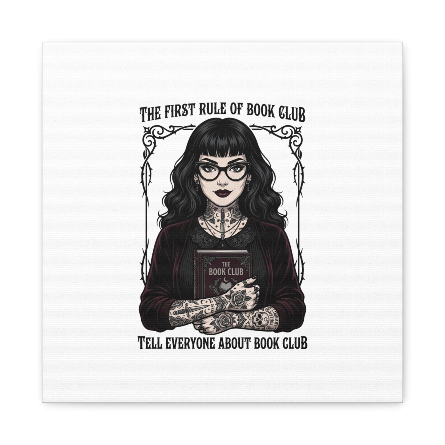 Book Club Rule Canvas | Book Lover, Dark Academia Reading Decor